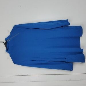 Susan Graver Mock Neck Sweatshirt Asymmetrical Zip Pockets Womens S Weekend Blue